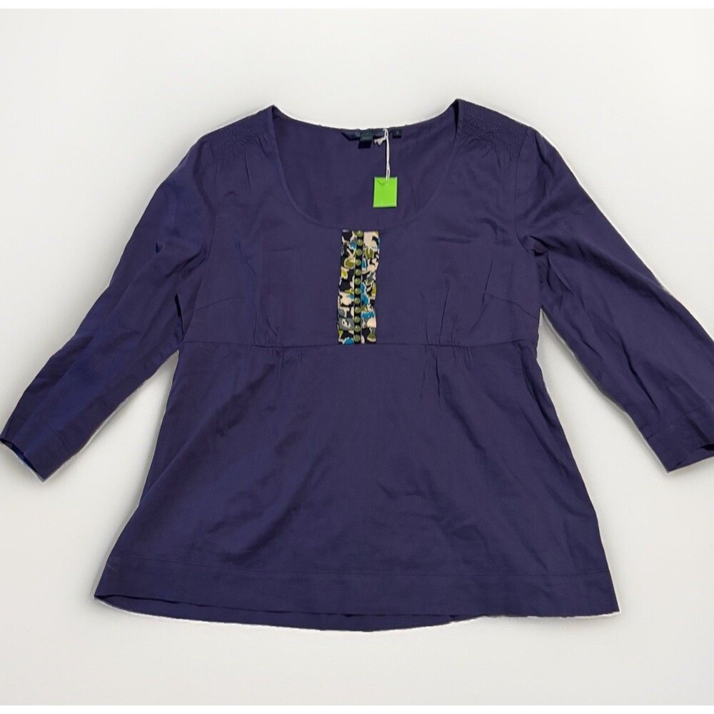Boden Empire Waist Navy Blue Top Y2k Shirt NWT Size 16